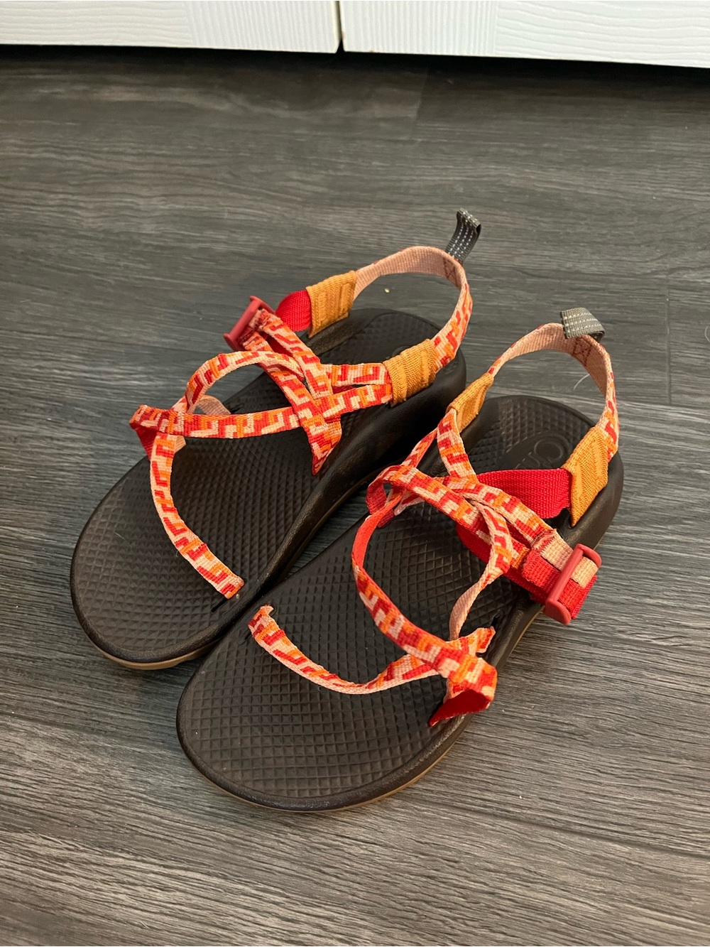Chaco Kids Orange-Red Patterned Strappy Sandals